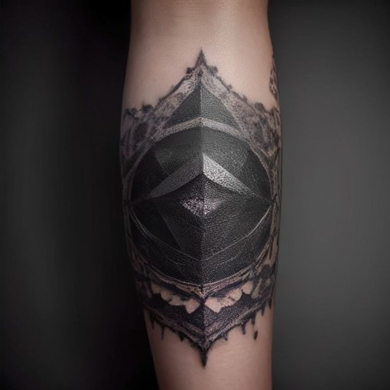 Blackwork tattoo close-up on forearm