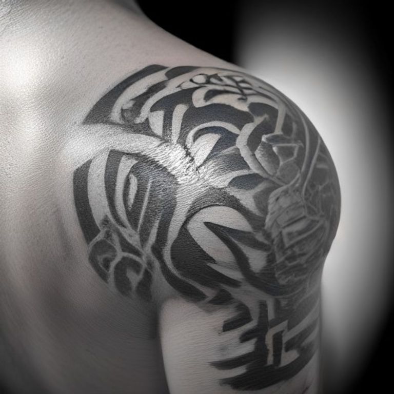 Traditional tattoo on shoulder